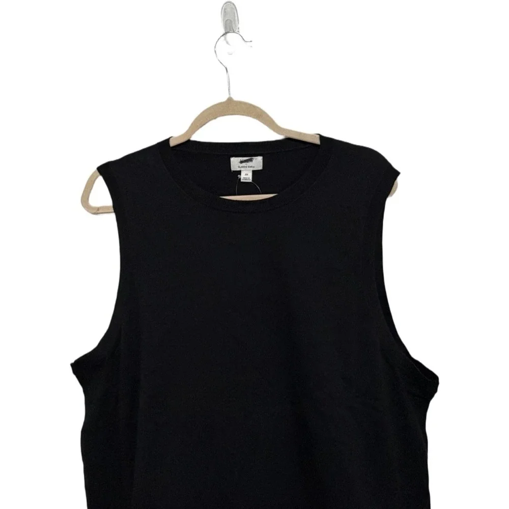 J.Crew Classic Sweater Shell Tank Top Black 2X NWT 100% Cotton BO375 Sleeveless